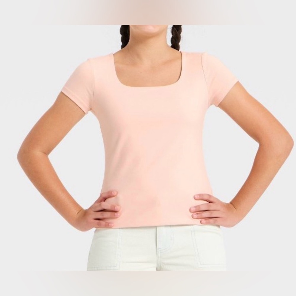 Girls' Square Neck Super Soft T-Shirt - Pink - Art Class - Size 8 - Medium - New